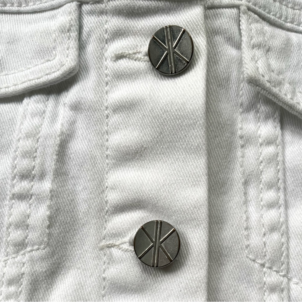 Kardashian Kollection White Denim Jean Jacket, sz XS - Picture 7 of 12